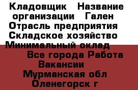 Кладовщик › Название организации ­ Гален › Отрасль предприятия ­ Складское хозяйство › Минимальный оклад ­ 20 000 - Все города Работа » Вакансии   . Мурманская обл.,Оленегорск г.